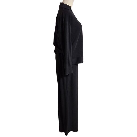 Adrianna Papell Black Stretch Basic Shirt And Cropped Pants Set - Picture 7 of 9